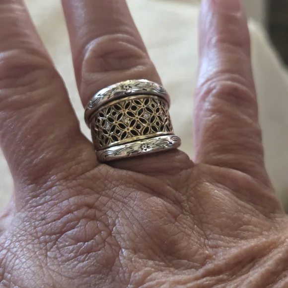 Konstantino Lattice Diamond Ring, SS & 18k, Size 7 - Picture 12 of 13